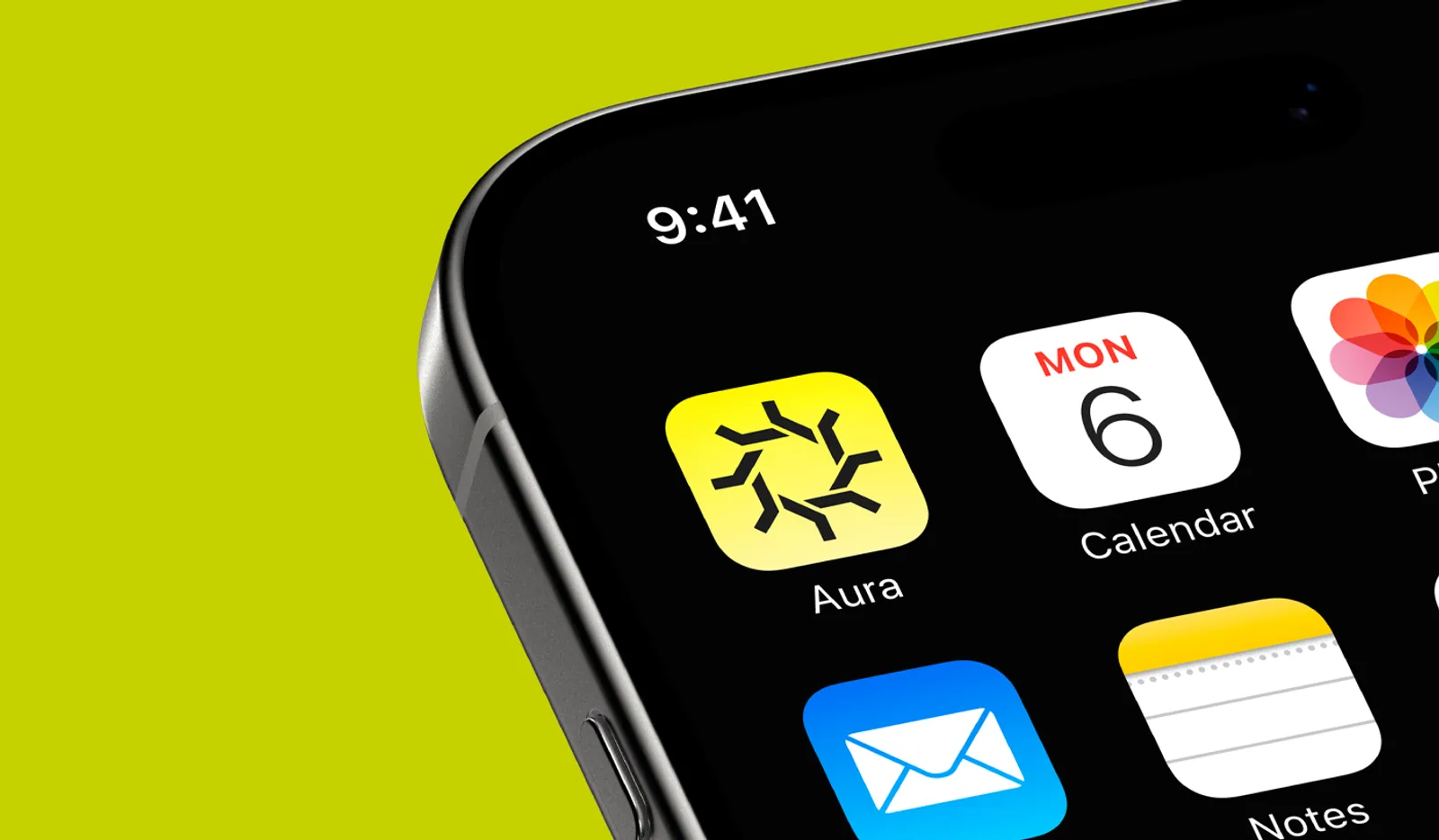 Telefon ekranında Aura uygulama ikonu